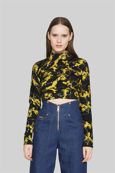 Versace Jeans Couture Kadın Uzun Kollu Kısa Kazak Siyah