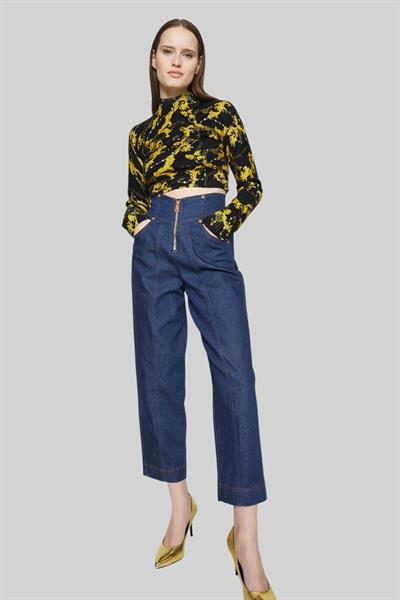 Versace Jeans Couture Kadın Uzun Kollu Kısa Kazak Siyah