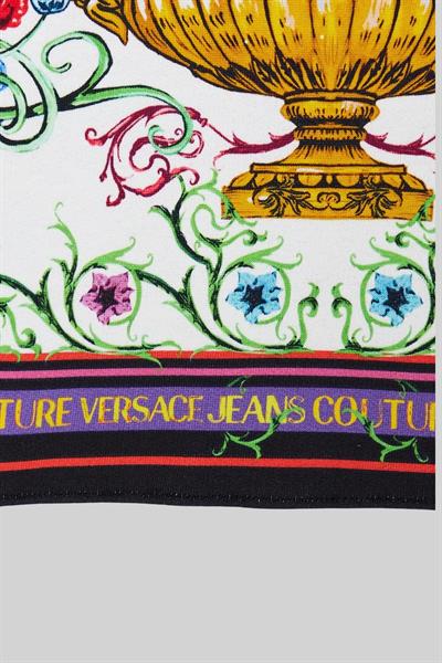 Versace Jeans Couture Kadın Uzun Kollu Logo Baskılı Sweatshirt Beyaz