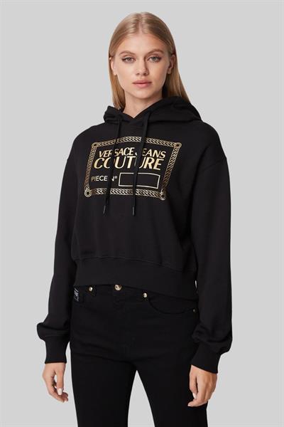 Versace Jeans Couture Kadın Uzun Kollu Kapüşonlu Sweatshirt Siyah