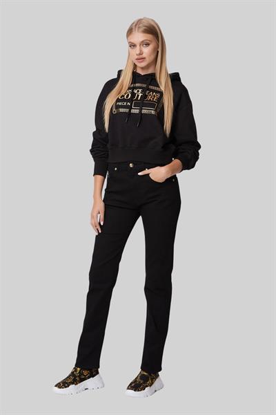 Versace Jeans Couture Kadın Uzun Kollu Kapüşonlu Sweatshirt Siyah