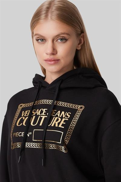 Versace Jeans Couture Kadın Uzun Kollu Kapüşonlu Sweatshirt Siyah