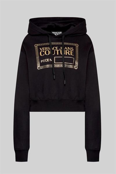 Versace Jeans Couture Kadın Uzun Kollu Kapüşonlu Sweatshirt Siyah