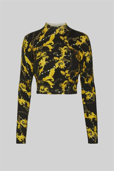Versace Jeans Couture Kadın Uzun Kollu Kısa Kazak Siyah