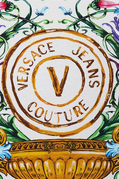 Versace Jeans Couture Kadın Uzun Kollu Logo Baskılı Sweatshirt Beyaz