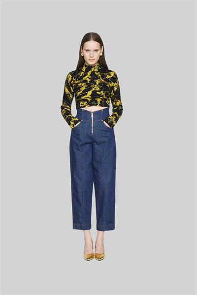 Versace Jeans Couture Kadın Uzun Kollu Kısa Kazak Siyah