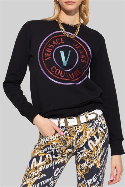 Versace Jeans Couture Kadın Uzun Kollu Logolu Sweatshirt Siyah 899