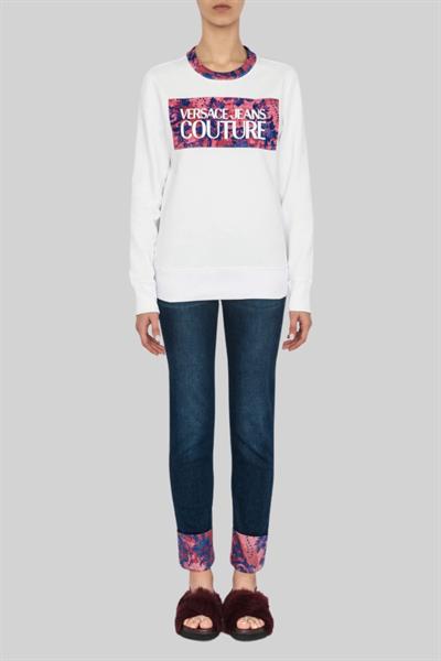 Versace Jeans Couture Kadın Uzun Kollu Logolu Sweatshirt WHITE