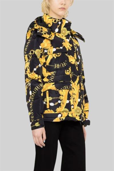 Versace Jeans Couture Kadın Zincir Baskılı Şişme Ceket Siyah