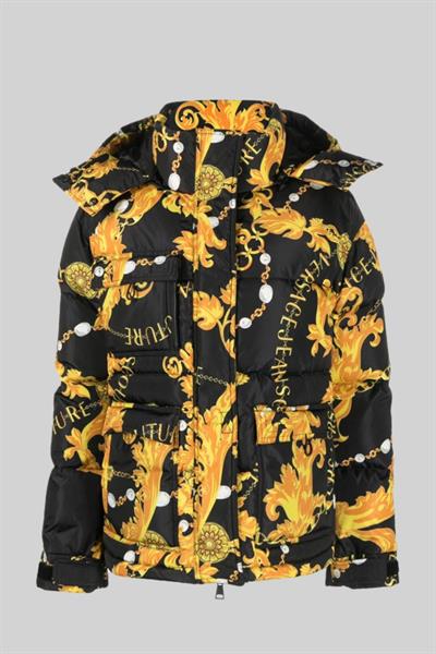 Versace Jeans Couture Kadın Zincir Baskılı Şişme Ceket Siyah