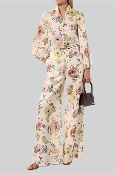 Zimmermann Kadın Çiçekli Keten Pantolon Çok Renkli