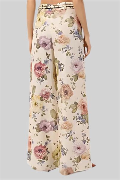 Zimmermann Kadın Çiçekli Keten Pantolon Çok Renkli