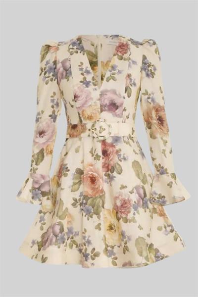 Zimmermann Kadın Çok Çiçekli Mini Elbise Çok Renkli
