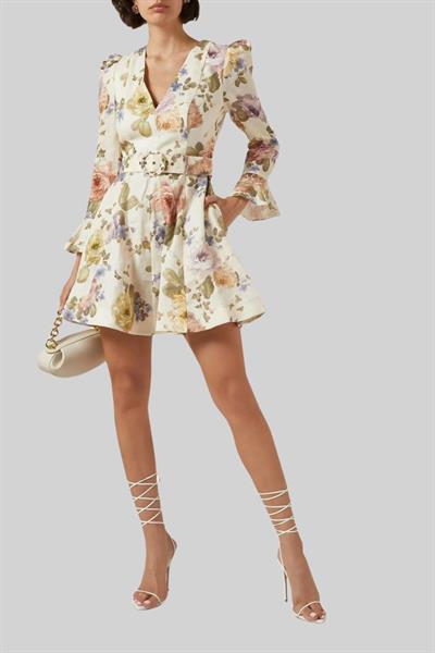 Zimmermann Kadın Çok Çiçekli Mini Elbise Çok Renkli