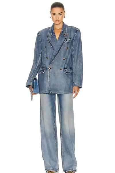 Zimmermann Kadın Geniş Düz Paça Jean Pantolon Mavi