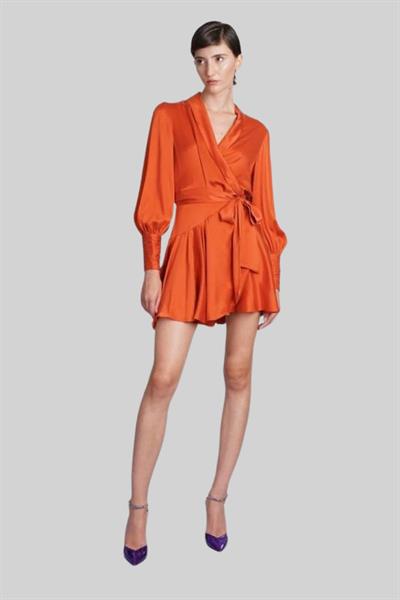 Zimmermann Kadın İpek Mini Elbise Turuncu