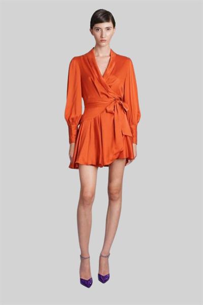Zimmermann Kadın İpek Mini Elbise Turuncu