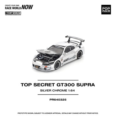 Pop Race 1/64 Top Secret GT300 Toyota Supra Silver Chrome PR640325