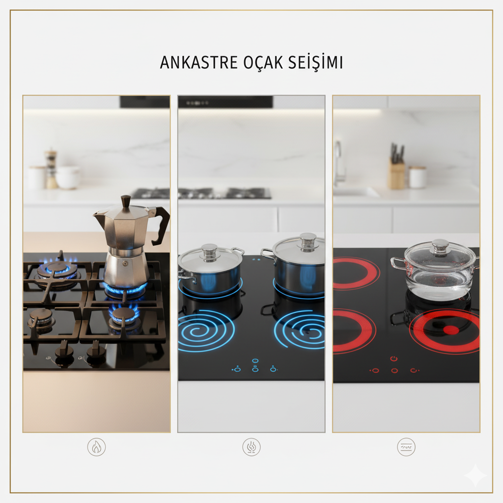 ankastre ocak seçimi, indüksiyon ocak, gazlı ocak, seramik ocak, enerji verimliliği, mutfak tadilatı, Bosch ocaklar, Dora Ev Aletleri