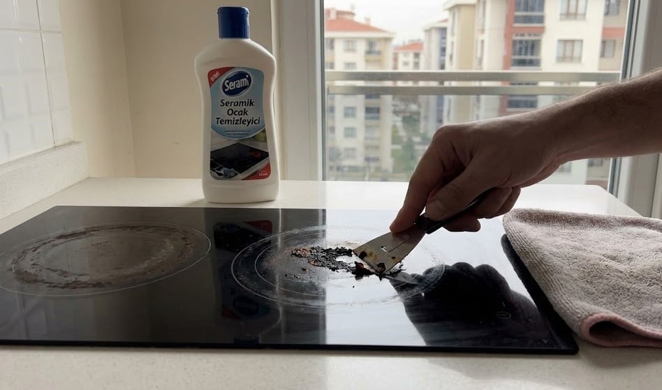 cam seramik ocak temizliği, ocak kazıyıcı kullanımı, yanmış leke çıkarma, ankastre ocak bakımı, Bosch ocak temizliği, Esenyurt beyaz eşya, Dora Ev Aletleri Esenyurt Şubesi