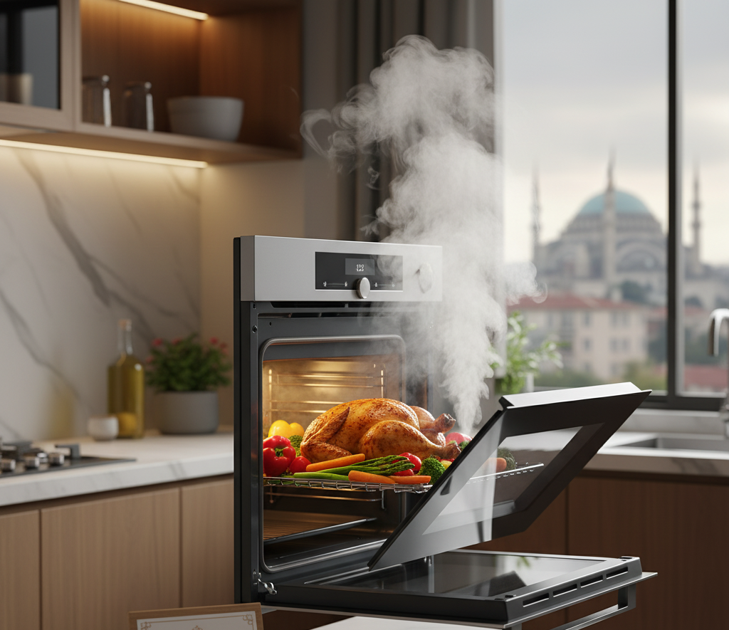 buharlı pişirme, ankastre fırın buhar, Added Steam, Pirolitik temizlik, buharla ekmek pişirme, sağlıklı pişirme, ankastre fırın özellikleri, Dora Ev Aletleri
