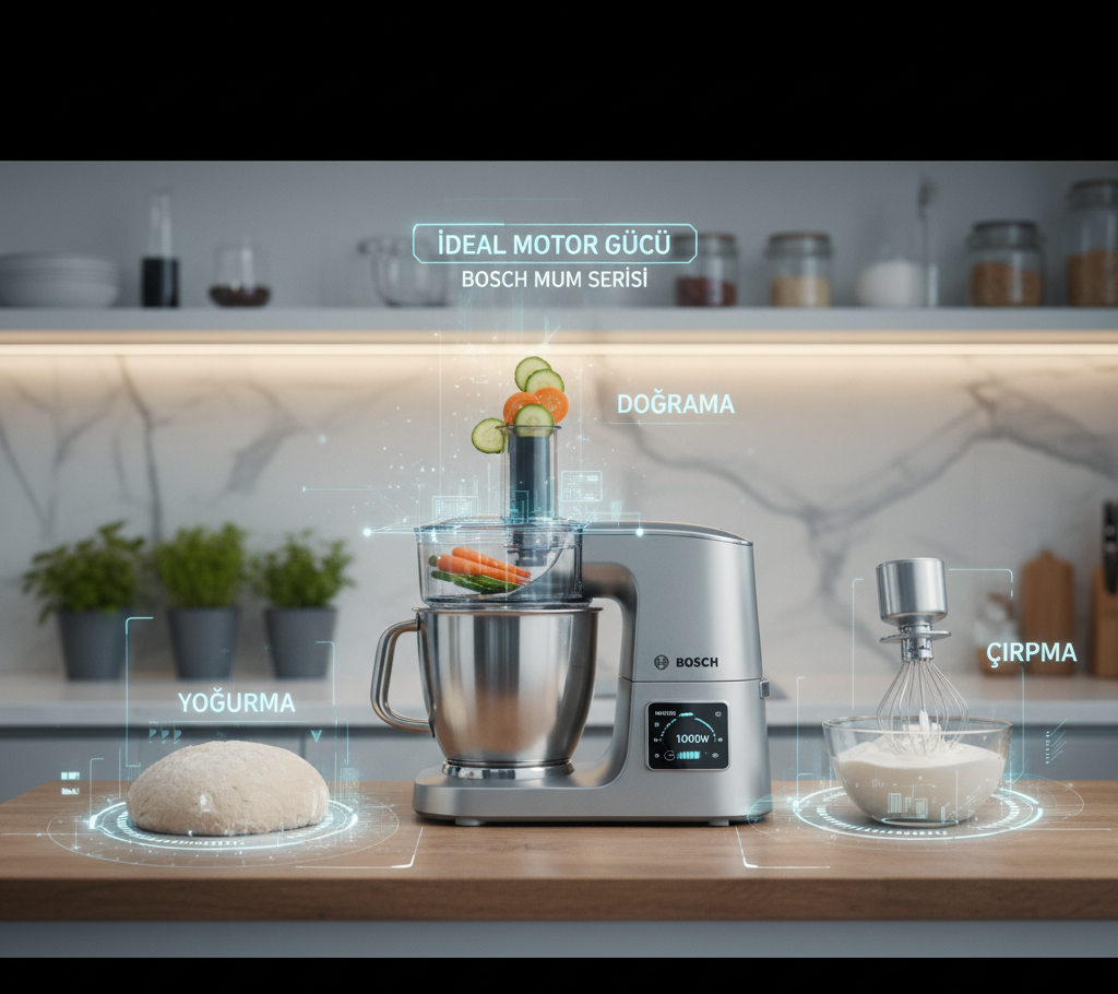 mutfak robotu seçimi, stand mikser, hamur yoğurma, mutfak robotu gücü, Bosch MUM serisi, 3D karıştırma, mutfak robotu aksesuarları, Dora Ev Aletleri