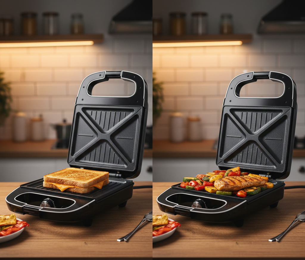tost makinesi ızgara, tost makinesi et pişirme, çift taraflı pişirme, ızgara fonksiyonu, yağsız ızgara, küçük ev aletleri, Dora Ev Aletleri