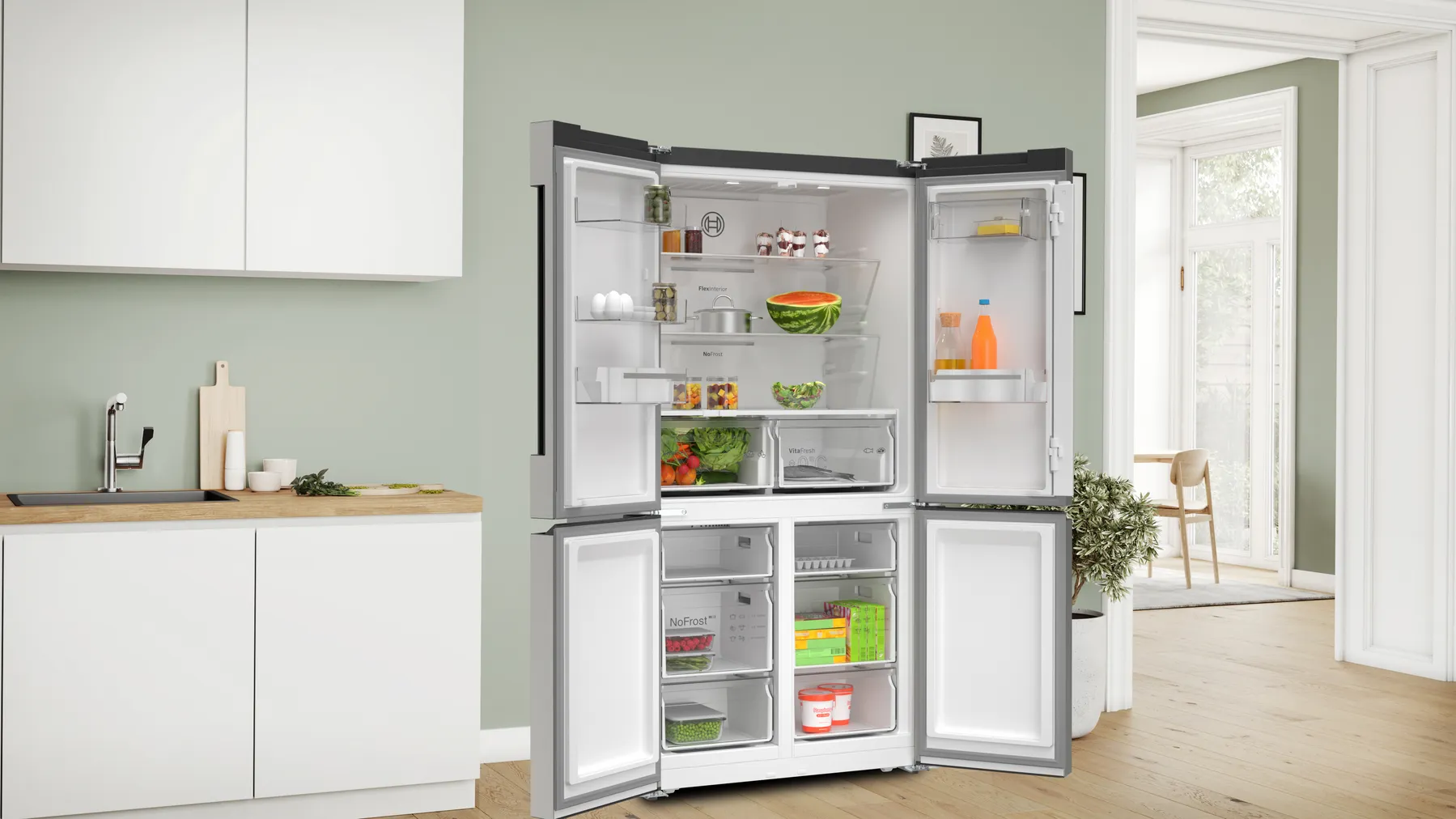 Bosch KFN96VPEA Multi-Door Buzdolabı 90 cm Kolay Temizlenebilir Inox