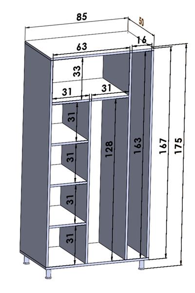 Banyo Dolabı 2 Kapaklı Bölmeli Valiz Ütü Masası Nevresim Saklama Beyaz 85x170 Cm