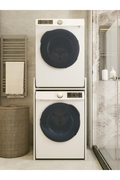 Çamaşır Makinesi Dolabı Kurutma Makinesi Dolabı Parlak Beyaz Modern Banyo Dolabı