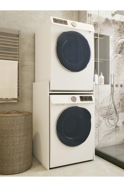 Çamaşır Makinesi Dolabı Kurutma Makinesi Dolabı Parlak Beyaz Modern Banyo Dolabı