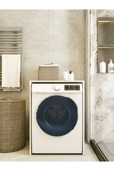 Çamaşır Makinesi Dolabı Parlak Beyaz Modern Banyo Dolabı Alt