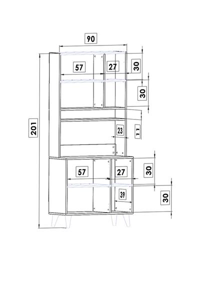 Kahve Köşesi Dolabı 6 Kapaklı Çok Amaçlı Mutfak Dolabı 90x200 Cm Parlak Beyaz