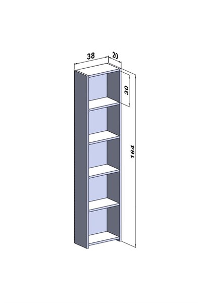 Kitaplık 5 Raflı Dar Açık Raf Kitap Dekorasyon Rafı Ofis Salon Çalışma Odası Kitaplığı Beyaz 38 Cm