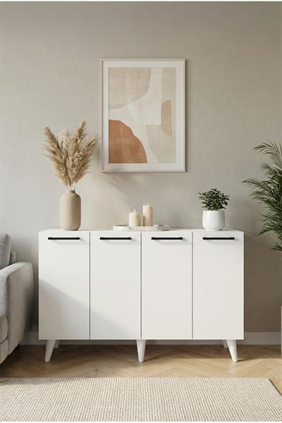 Konsol Parlak Beyaz Modern Yemek Odası Salon