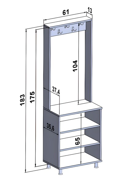 Portmanto 2 Kapaklı Askılıklı Ayakkabılıklı Raflı Vestiyer Antre Portmantosu Beyaz 61 Cm