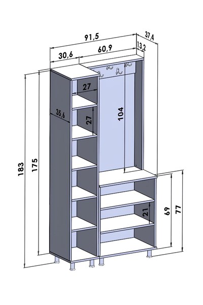 Portmanto 3 Kapaklı Askılıklı Boy Ayakkabılıklı Raflı Vestiyer Antre Portmantosu Beyaz 91 Cm