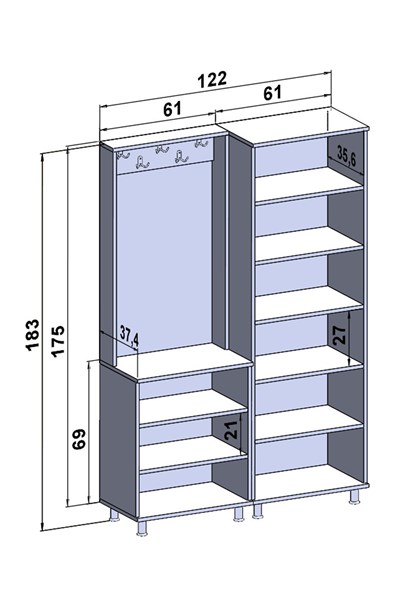 Portmanto 4 Kapaklı Askılıklı Boy Dolaplı Ayakkabılıklı Vestiyer Antre Takımı Beyaz 122 Cm