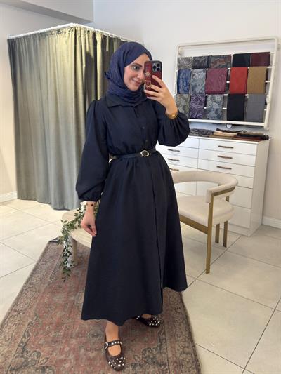 Kupra Karpuz Kol Elbise Lacivert