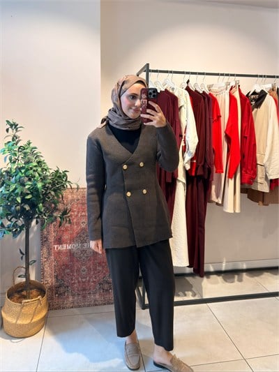 Lady Triko Ceket Kahverengi