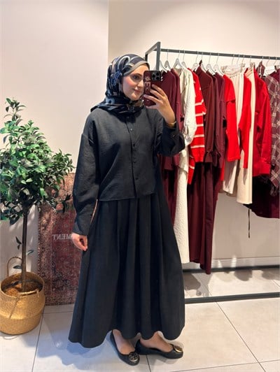 Süet Etek Takım Antrasit