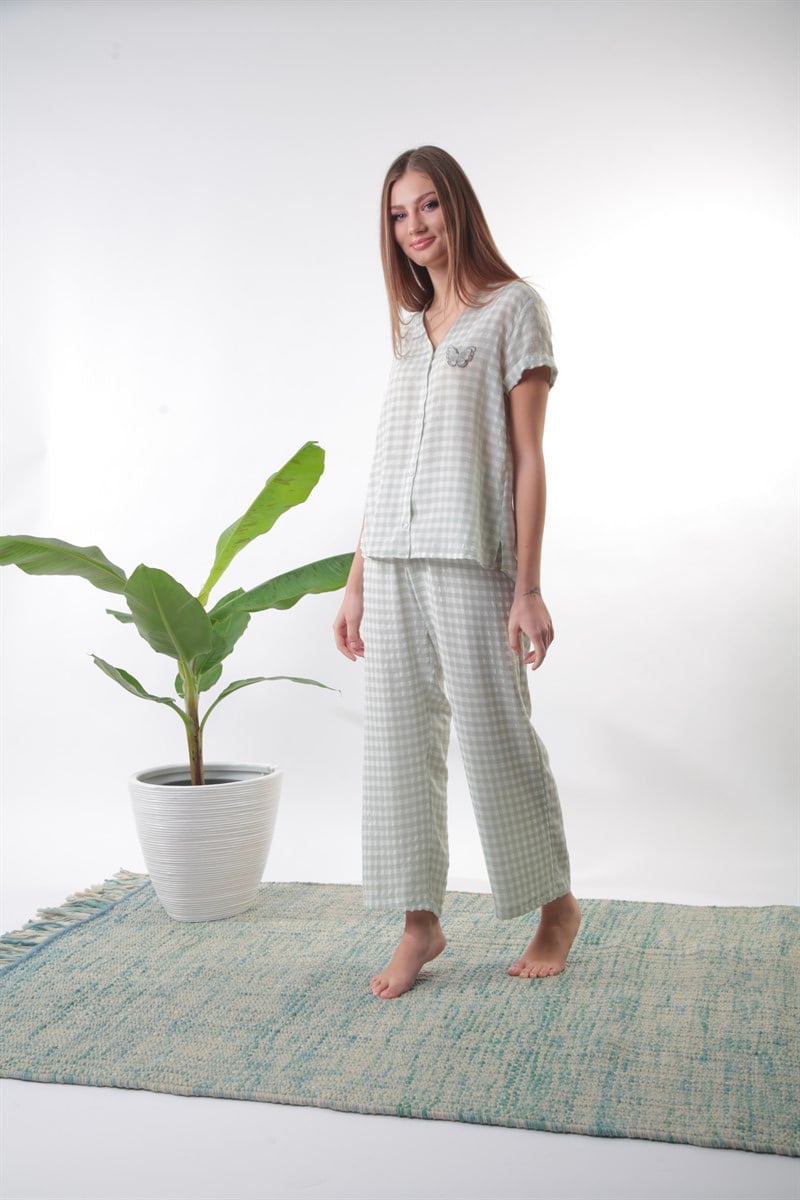 Yeşil Pötikare Robalı Pijama Takımı