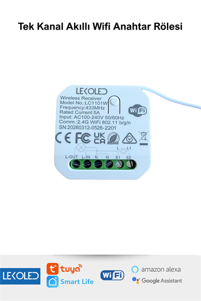  Tek Kanal Akıllı Wifi Anahtar Rölesi  RF + WIFI