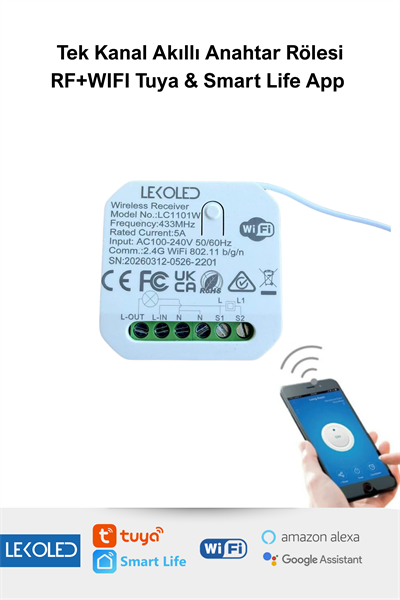  Tek Kanal Akıllı Wifi Anahtar Rölesi  RF + WIFI