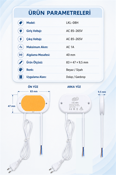 220V AHŞAP ARKASI SENSÖR 