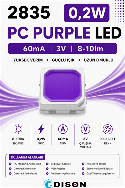 2835 0,2W PC PURPLE  60mA 8-10lm SMD LED