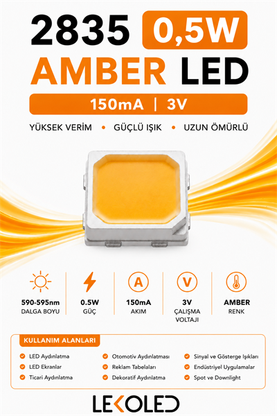 2835 0,5W AMBER 150mA 3V SMD LED 