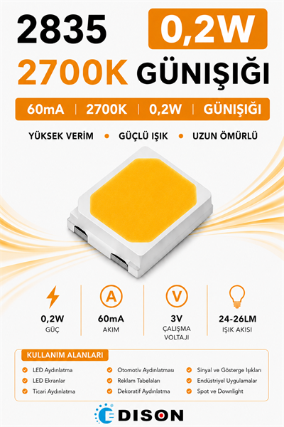2835 Edison 0,2W 60mA 3V SMD LED 