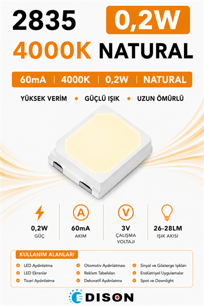 2835 60mA 4000K NATURAL 0.2W SMD LED