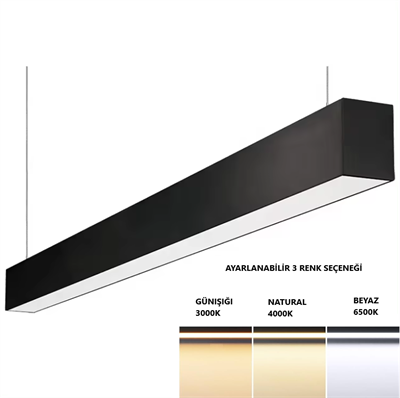 3 Renk Led Sarkıt Linear Aydınlatma 100 Cm  5x8cm Aluminyum Gövde